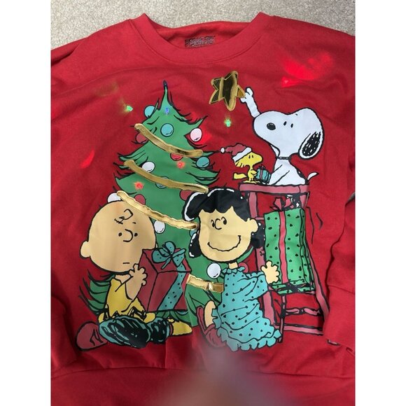Peanuts Charlie Brown Christmas Light Up Crewneck Sweatshirt Women's, Size L - Picture 1 of 5